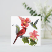 Kardinaal- en Hummingvogel met Lilies en Ivy Kaart (Staand voorkant)