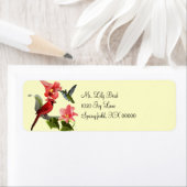 Kardinaal- en Hummingvogel met roze gelilies en ja Etiket (Insitu)