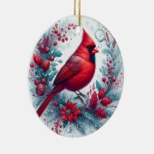 Kardinaal en Kerst Holly Keramisch Ornament (Rechts)