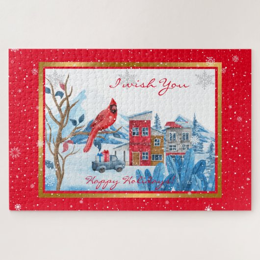 Kardinaal en landschap aanpassen legpuzzel (Horizontaal)