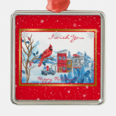 Kardinaal en landschap aanpassen metalen ornament (Voorkant)