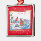 Kardinaal en landschap aanpassen metalen ornament (Links)