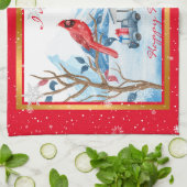 Kardinaal en landschap aanpassen theedoek (Gevouwen)