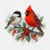 Kardinaal- en Mees Kerst Ornament Vogel (Achterkant)