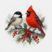 Kardinaal- en Mees Kerst Ornament Vogel (Voorkant)