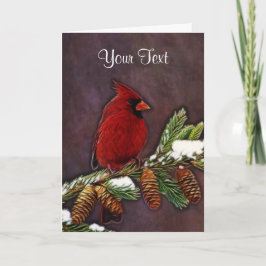 Kardinaal en Pinecones Feestdagen Kaart