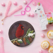 Kardinaal en Pinecones Papieren Bordje (Feest)