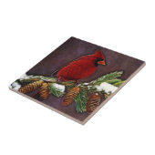 Kardinaal en Pinecones Tegeltje (Zijkant)