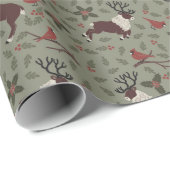 Kardinaal en rendier cadeaupapier (Rol Hoek)