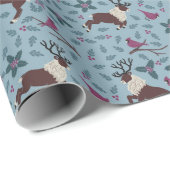 Kardinaal en rendier kerstinpakpapier cadeaupapier (Rol Hoek)