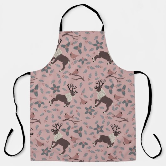 Kardinaal en rendier kerstvakantie schort (Voorkant)