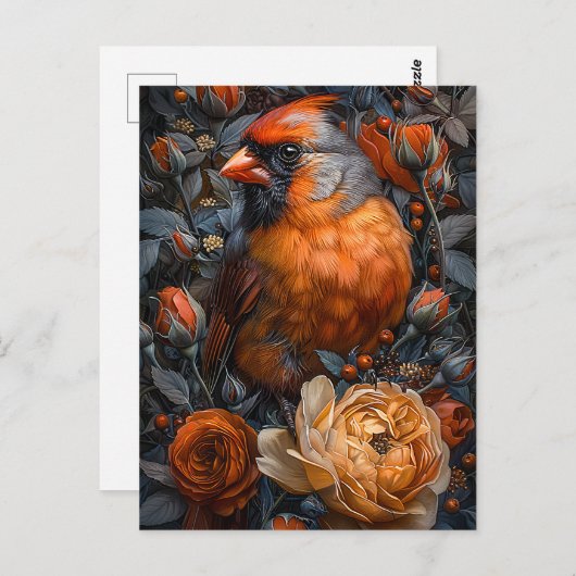 Kardinaal en Rozen Briefkaart (Voorkant / Achterkant)