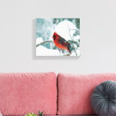 Kardinaal en Sneeuw Canvas Afdruk (Insitu (Woonkamer))