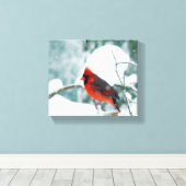 Kardinaal en Sneeuw Canvas Afdruk (Insitu (Houten vloer))