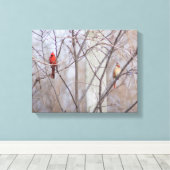 Kardinaal familie canvas afdruk (Insitu (Houten vloer))