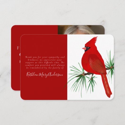 Kardinaal Foto Memorial Funeral Bedankkaart (Voorkant / Achterkant)
