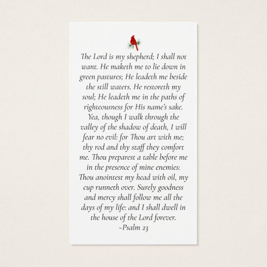 Kardinaal Foto Memorial Prayer Kaart (Achterkant)