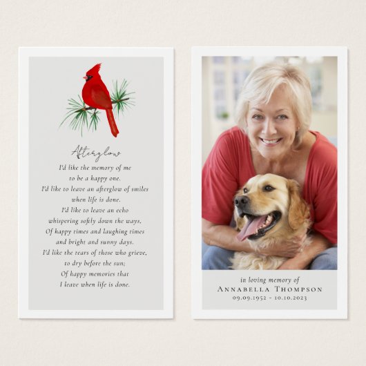 Kardinaal Foto Uitvaart Favor Memorial Kaart (Voorkant /achterkant)