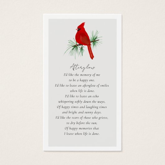 Kardinaal Foto Uitvaart Favor Memorial Kaart (Voorkant)