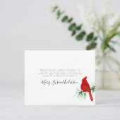 Kardinaal Funeral Dank je wel Kaart Red Bird (Staand voorkant)