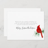 Kardinaal Funeral Dank je wel Kaart Red Bird (Voorkant / Achterkant)