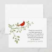 Kardinaal Funeral Dank je wel Kaart Red Bird (Voorkant / Achterkant)