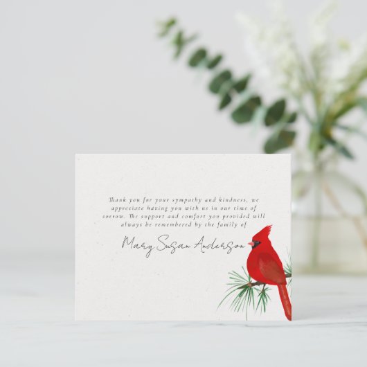 Kardinaal Funeral Memorial Bedankkaart (Staand voorkant)