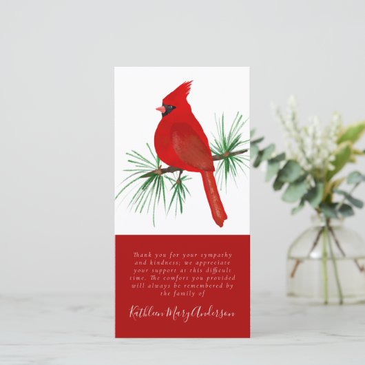 Kardinaal Funeral Memorial Bedankkaart (Staand voorkant)