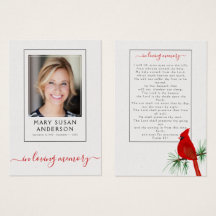 Kardinaal Funeral Memorial Foto Prayer Kaart