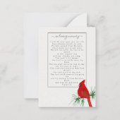 Kardinaal Funeral Memorial Foto Prayer Kaart Notitiekaartje (Achterkant)