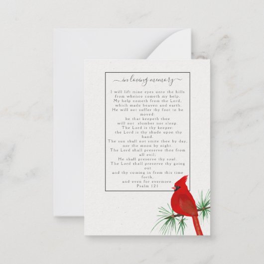 Kardinaal Funeral Memorial Foto Prayer Kaart Notitiekaartje (Achterkant)