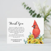 Kardinaal Funeral Memorial Sunflower Sympathie Bedankkaart (Staand voorkant)