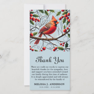 Kardinaal Funeral Memorial Sympathie Dank u wel Bedankkaart