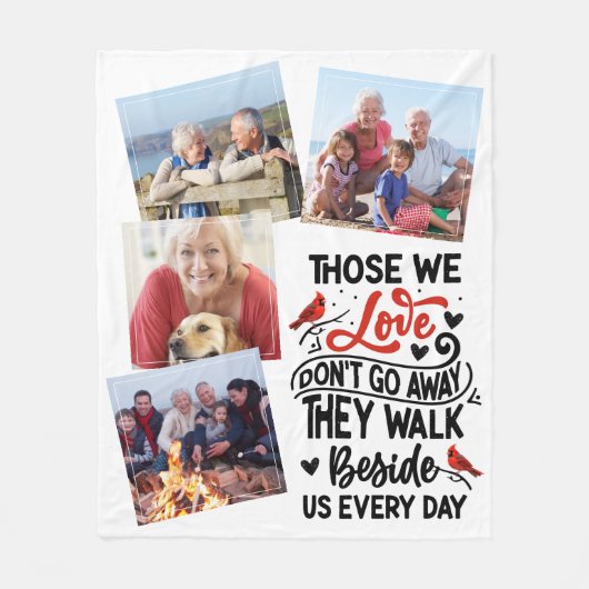 Kardinaal gedicht Foto's Memorial Keepsake Fleece Deken (Voorkant)