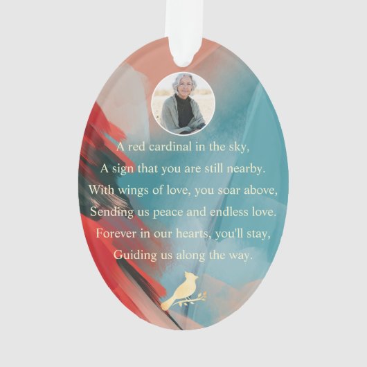 Kardinaal Gedicht Liefdevolle Geheugen Moeder Memo Ornament (achterkant)