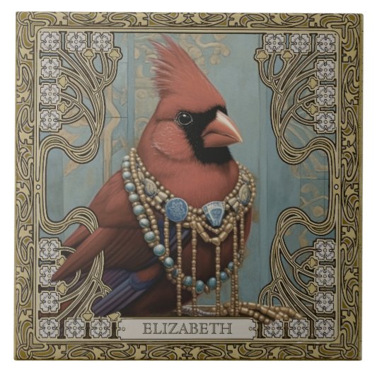 Kardinaal Geest Dier Gepersonaliseerd Naam Veld Tegeltje (Voorkant)