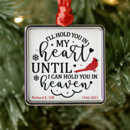 Kardinaal/gepersonaliseerd Ik hou je in mijn hart Metalen Ornament