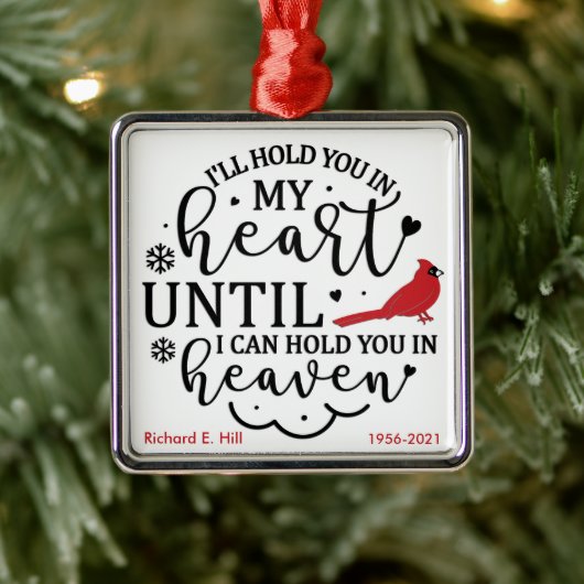 Kardinaal/gepersonaliseerd Ik hou je in mijn hart Metalen Ornament (Boom)