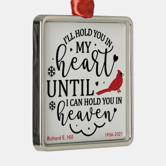 Kardinaal/gepersonaliseerd Ik hou je in mijn hart Metalen Ornament (Rechts)