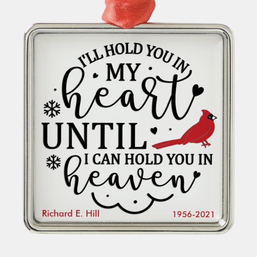 Kardinaal/gepersonaliseerd Ik hou je in mijn hart Metalen Ornament (Voorkant)