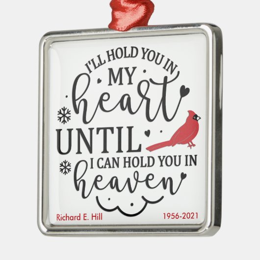 Kardinaal/gepersonaliseerd Ik hou je in mijn hart Metalen Ornament (Links)