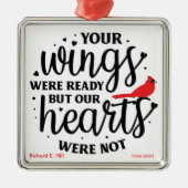 Kardinaal/gepersonaliseerd uw vleugels waren klaar metalen ornament (Voorkant)