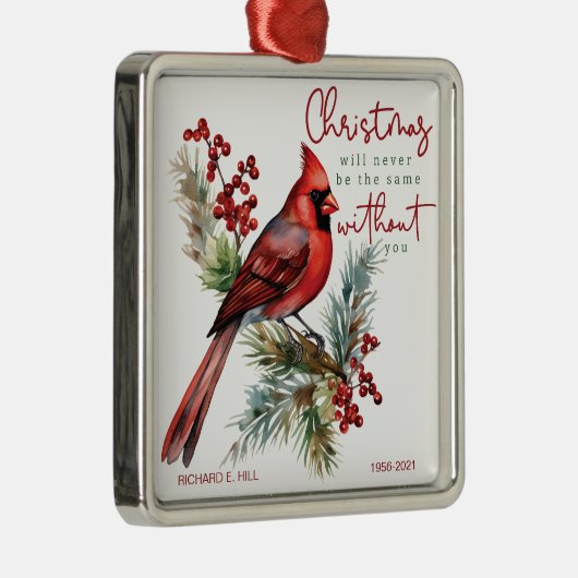 Kardinaal gepersonaliseerde herdenkingskerst metalen ornament (Rechts)