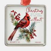 Kardinaal gepersonaliseerde herdenkingskerst metalen ornament (Voorkant)