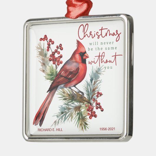 Kardinaal gepersonaliseerde herdenkingskerst metalen ornament (Links)