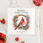 Kardinaal Groen Kerstfeest Servet (Insitu)