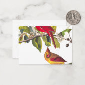 Kardinaal Grosbeak door John James Audubon Notitiekaartje (Voorkant / Achterkant in situ)