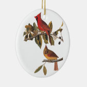 Kardinaal Grosbeak Vogels Audubon Boekplaat Keramisch Ornament (Rechts)