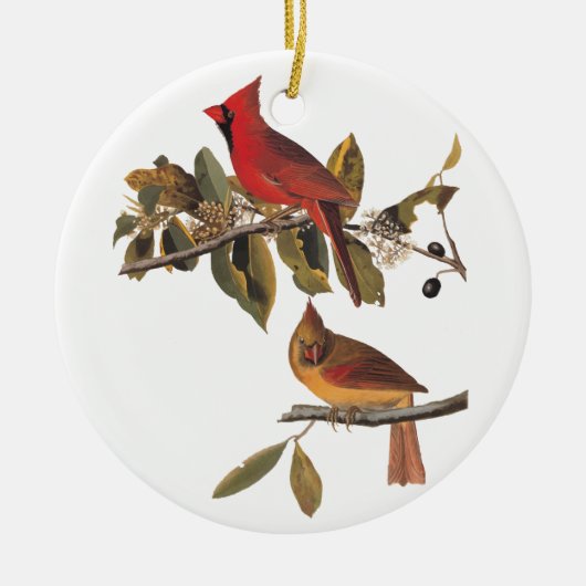 Kardinaal Grosbeak Vogels Audubon Boekplaat Keramisch Ornament (Voorkant)