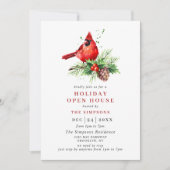 Kardinaal Holly Berry Holiday kerst Open House Kaart (Voorkant)